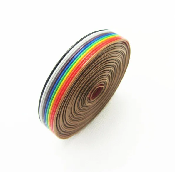 

1 meter 1.27mm Spacing Pitch10 WAY 10P Flat Color Rainbow Ribbon Cable Wiring Wire For PCB DIY 10 Way
