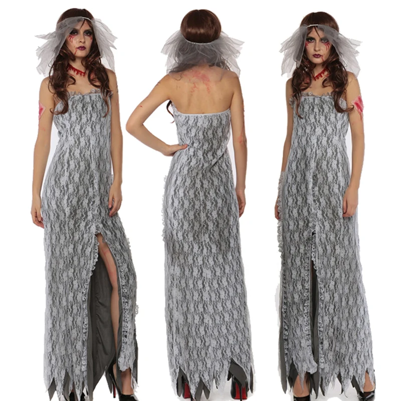 Женское страшное кружевное платье на Хэллоуин костюм зомби смерти Джокера ужаса