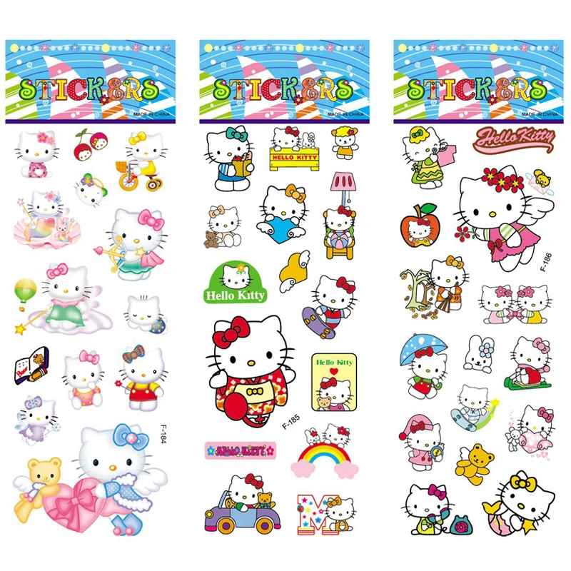 12 листов/набор пузырьковая наклейка s 3D милый мультяшный рисунок hello kitty, рисунок кошки, наклейка для скрапбукинга, игрушки для детей, Детский подарок