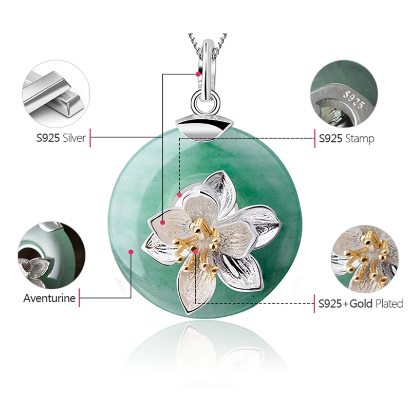 Lotus Fun Moment Настоящее стерлингового серебра 925 Натуральный камень ручной работы