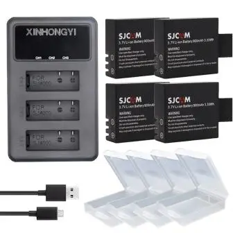 4BatteryAndCharger Sj4000 батарея+ 3 слота светодиодный зарядное устройство для спортивной экшн-камеры SJCAM SJ4000 Wi-Fi SJ5000 Wi-Fi M10 SJ5000X sj6000 sj7000 SJ8000 SJ9000 EKEN 4K H8 H9 - Цвет: 4BatteryAndCharger