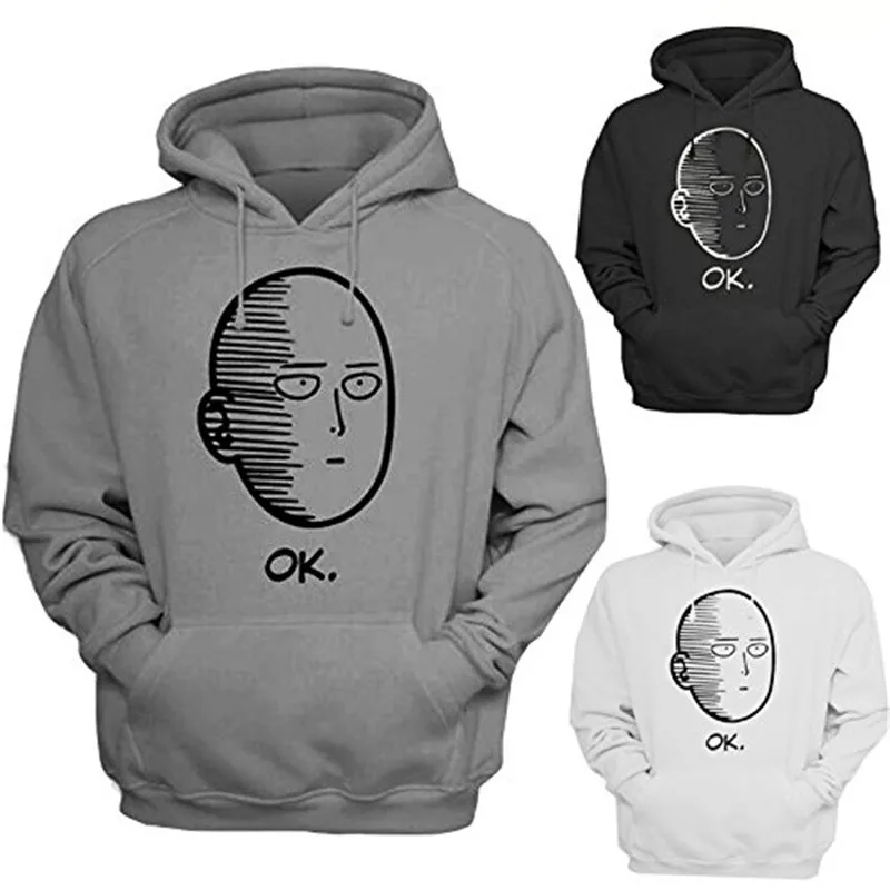 Женская и мужская унисекс толстовка с принтом One Punch Man OK, Повседневная Толстовка с длинным рукавом и рисунком аниме, толстовки с карманами