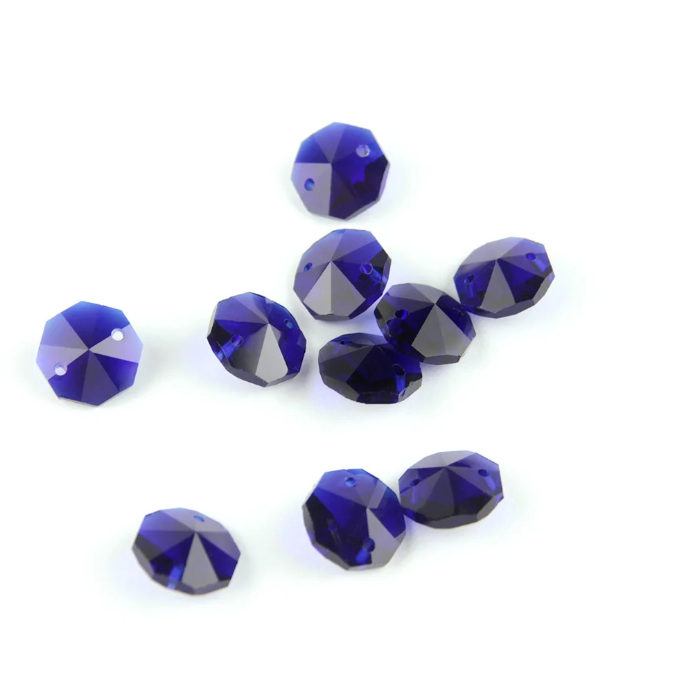 dark sapphire 50 шт./лот 14 мм хрусталь смешанного цвета Bbeads восьмиугольник в 2 отверстия для кристаллы части для люстры для частей и DIY - Цвет: dark sapphire