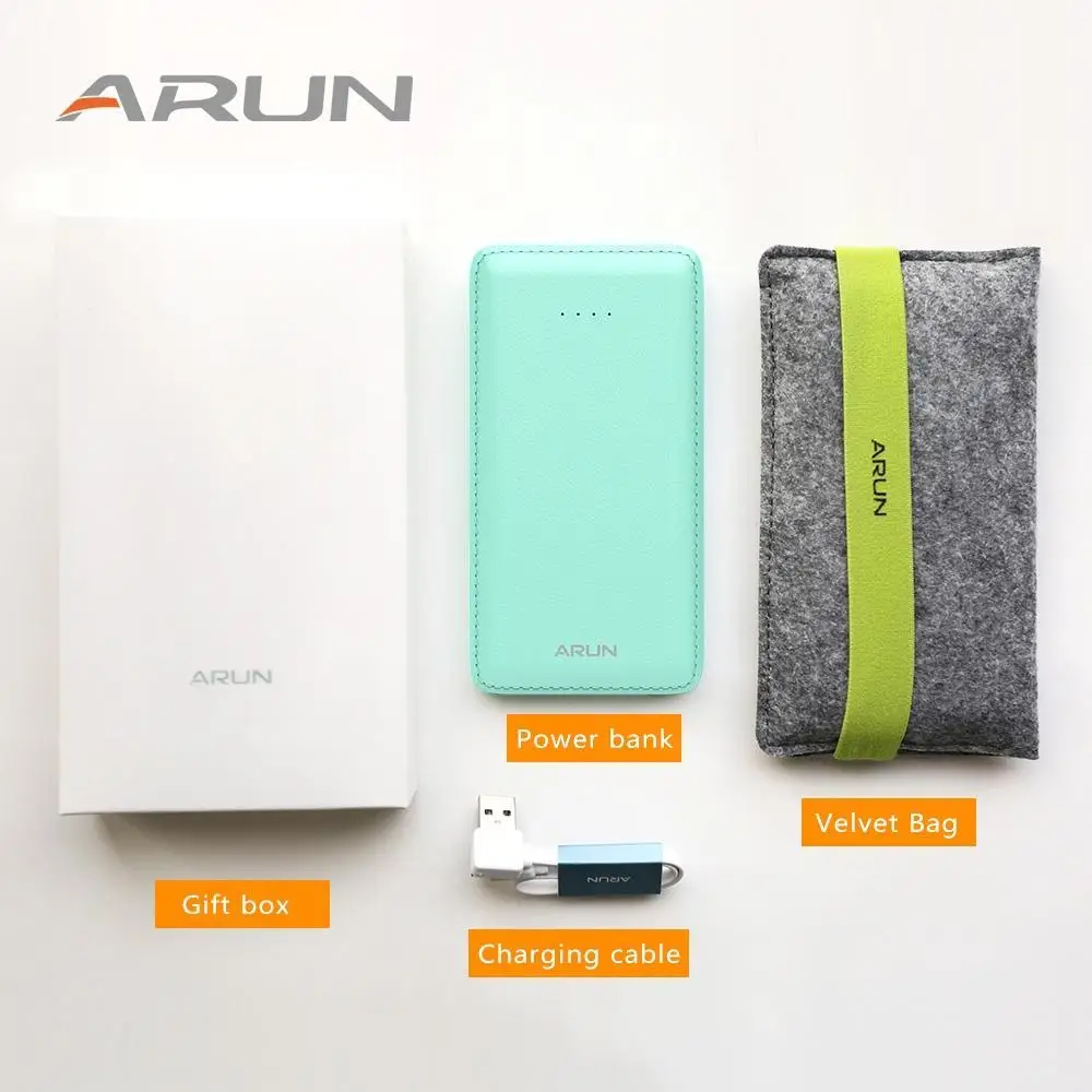 ARUN 10000 мАч Внешний аккумулятор USB внешний LED портативный мобильный телефон