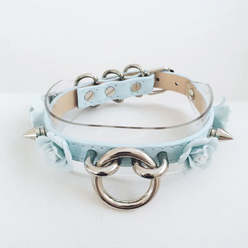 Колье-чокер ручной работы из прозрачной кожи с шипами | Украшения и аксессуары