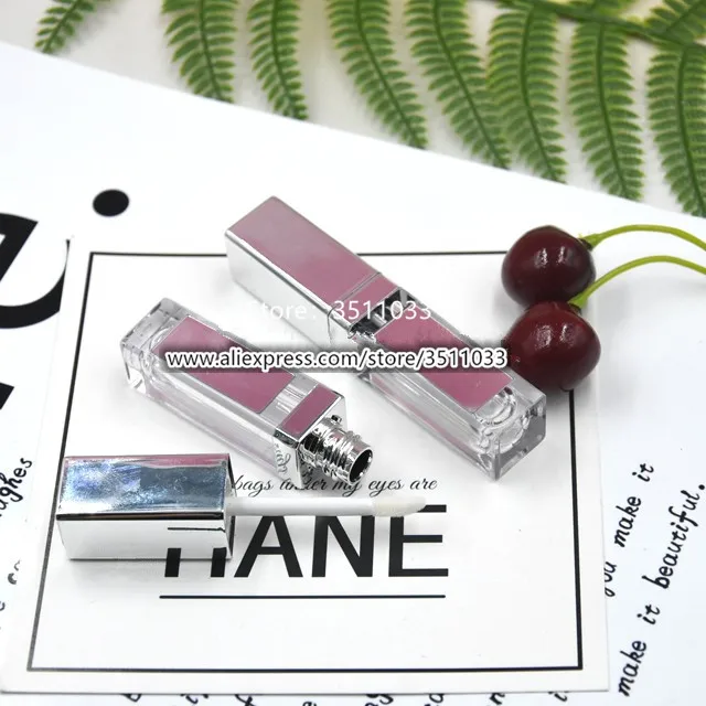 3 мл квадратный прозрачный блеск для губ трубка с зеркальной серебряной крышкой
