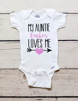 personalize name my auntie loves me baby shower toddler take home outfit bodysuit onepiece romper kids t shirts birthday tees