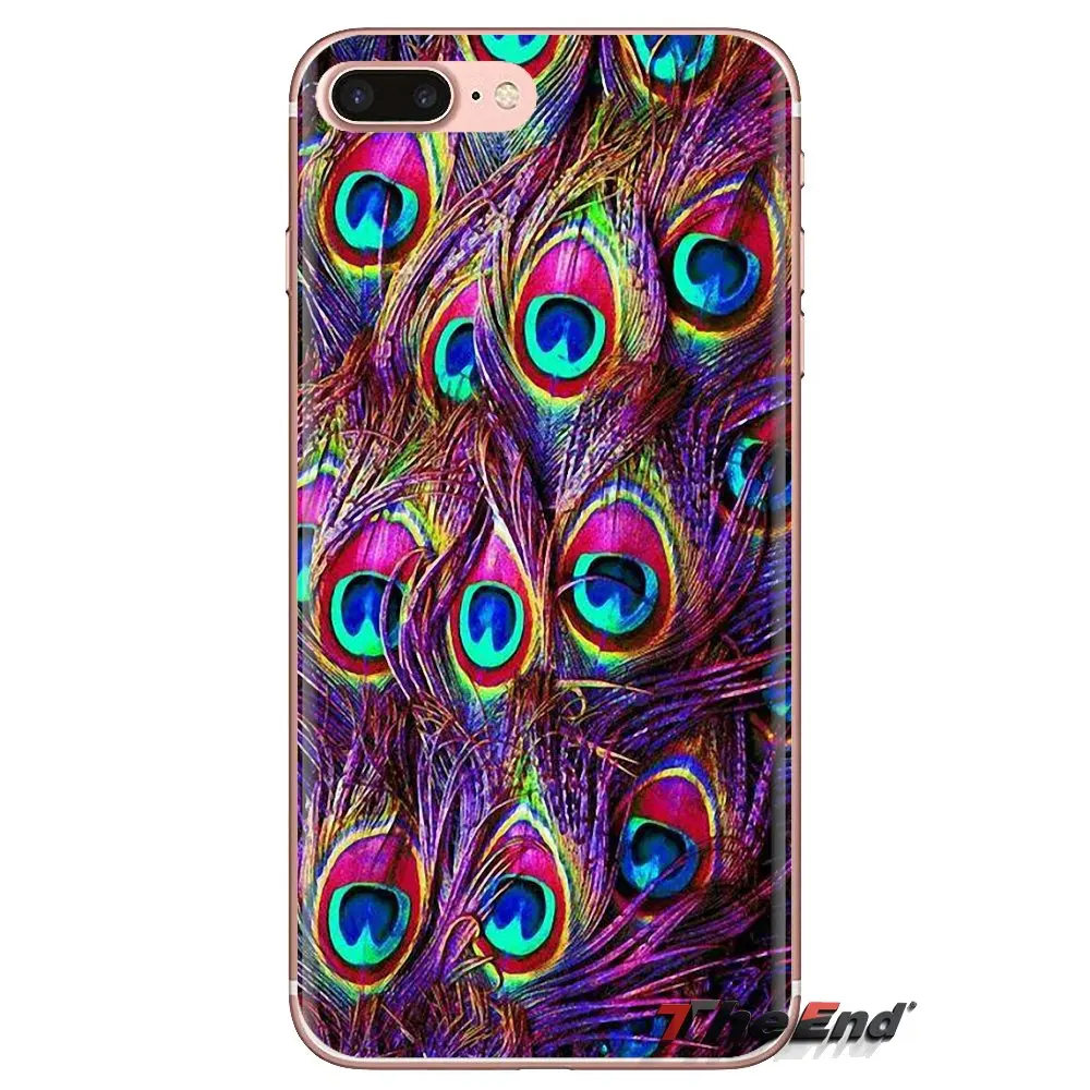 Soft Transparent Cases Covers For iPod Touch Apple iPhone 4 4S 5 5S SE 5C 6 6S 7 8 X XR XS Plus MAX Colorful Peacock Plumage |