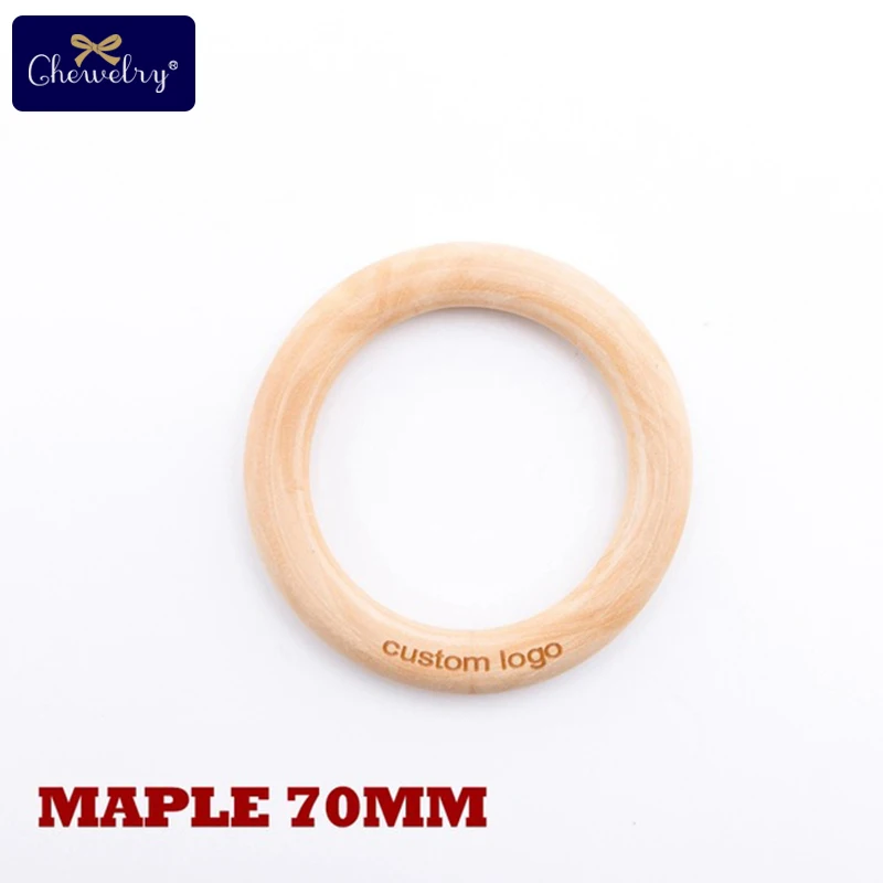 Maple Wood70mm Заказное гравированное буковое деревянное кольцо, 50 шт., детский прорезыватель, деревянные заготовки, прорезыватель, 20 кленовых бусин, детский продукт, сделай сам, ремесла для детских игрушек - Color: Maple Wood70mm
