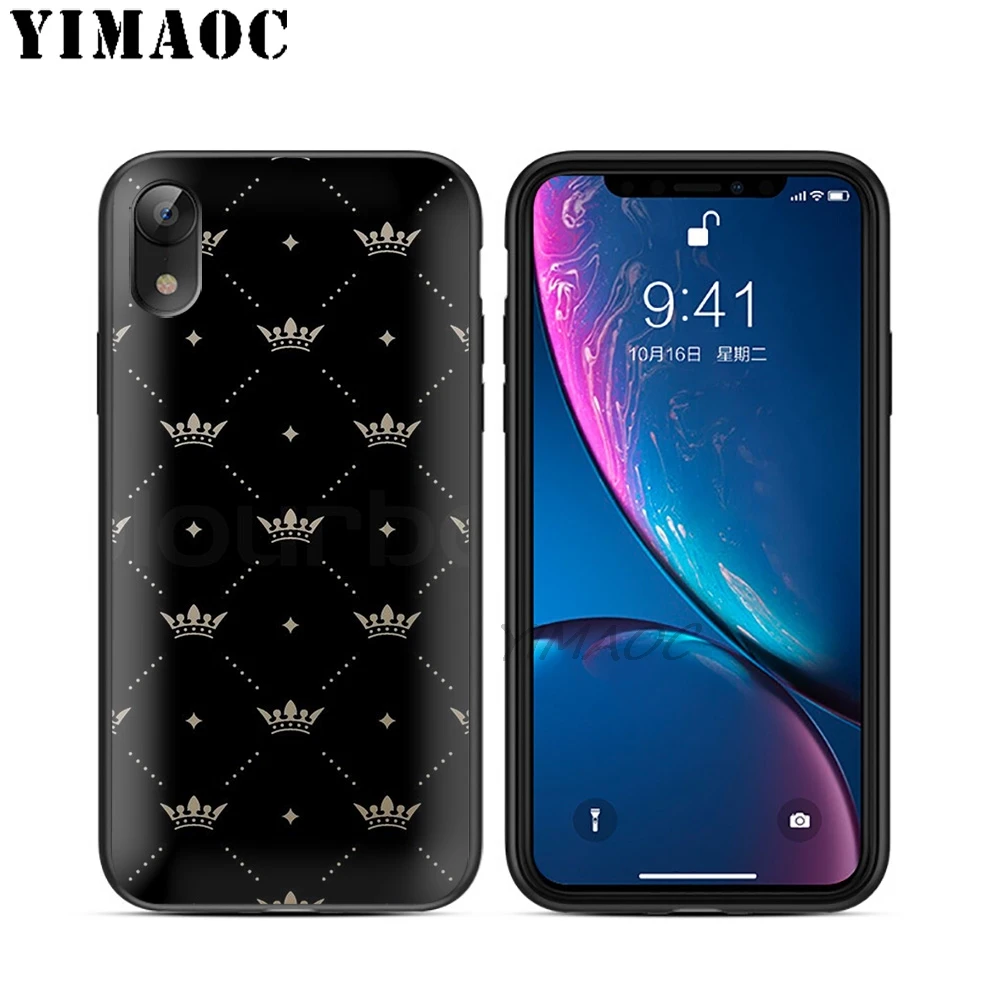 YIMAOC ТВ-шоу Crown Мягкий ТПУ Черный силиконовый чехол для iPhone X или 10 8 7 6 6S Plus 5 5S SE Xr Xs Max