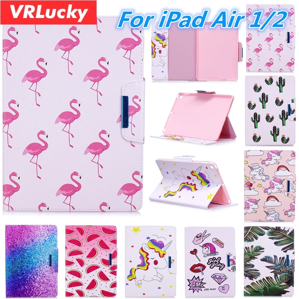VRLucky для Apple Ipad Air 1 2 Чехол Фламинго Единорог Вышивка крестом картины флип и Стенд PU