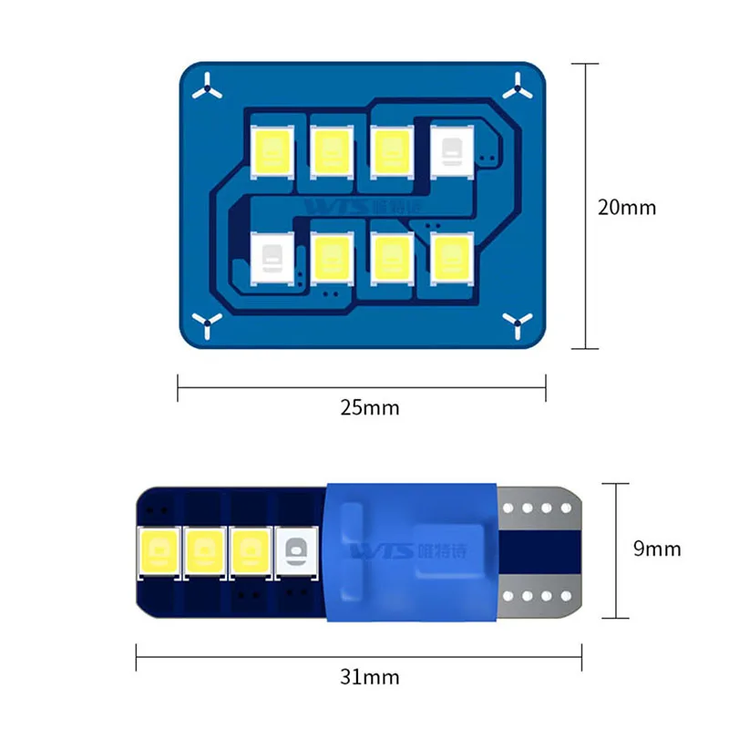 T10 194 501 светодиодная гирлянда 2835 8SMD 50 шт. canbus сигнал интерьера автомобиля лампочка
