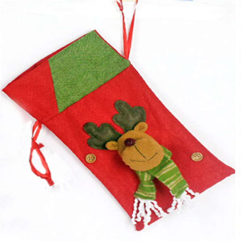 Drawstring Christmas Bags Santa Sack New Year Xmas Gift Cotton linen Bag Bottle Cover Decoration Dinner Party Accessorices | Дом и сад