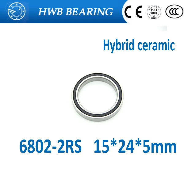 Бесплатная доставка 2 шт. Керамический шарикоподшипник 6802 2RS Si3N4 с резиновым