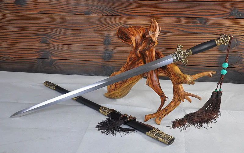 Китайской династии Цин меч Handmade Дамаск сложить Сталь полный тан лезвие функциональные настоящий меч очень Sharp украшения дома