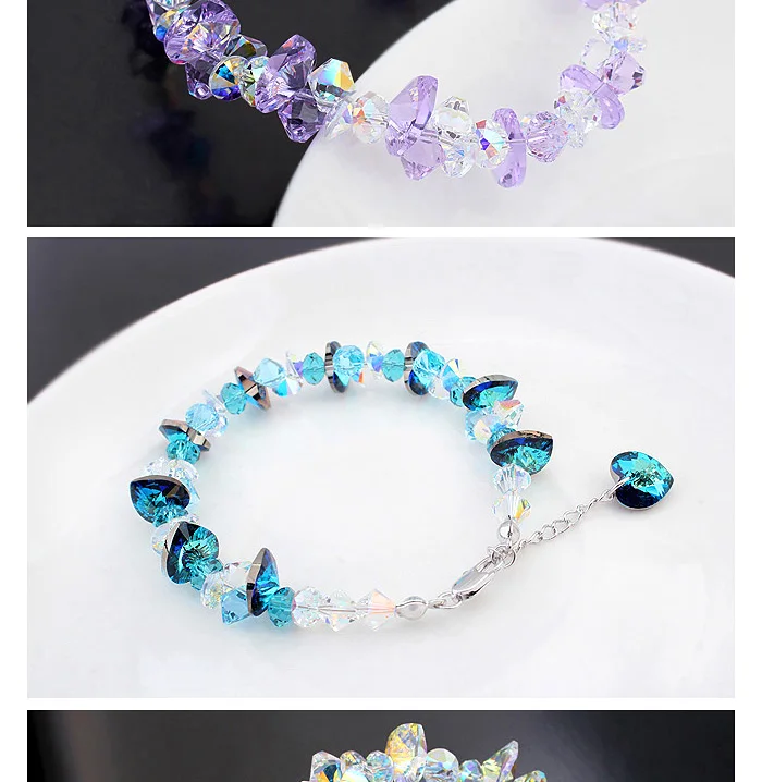 Модные Кристаллы от Swarovski браслет и браслет красочные драгоценные камни Браслеты Mujer Шарм браслет для женщин Свадебные украшения