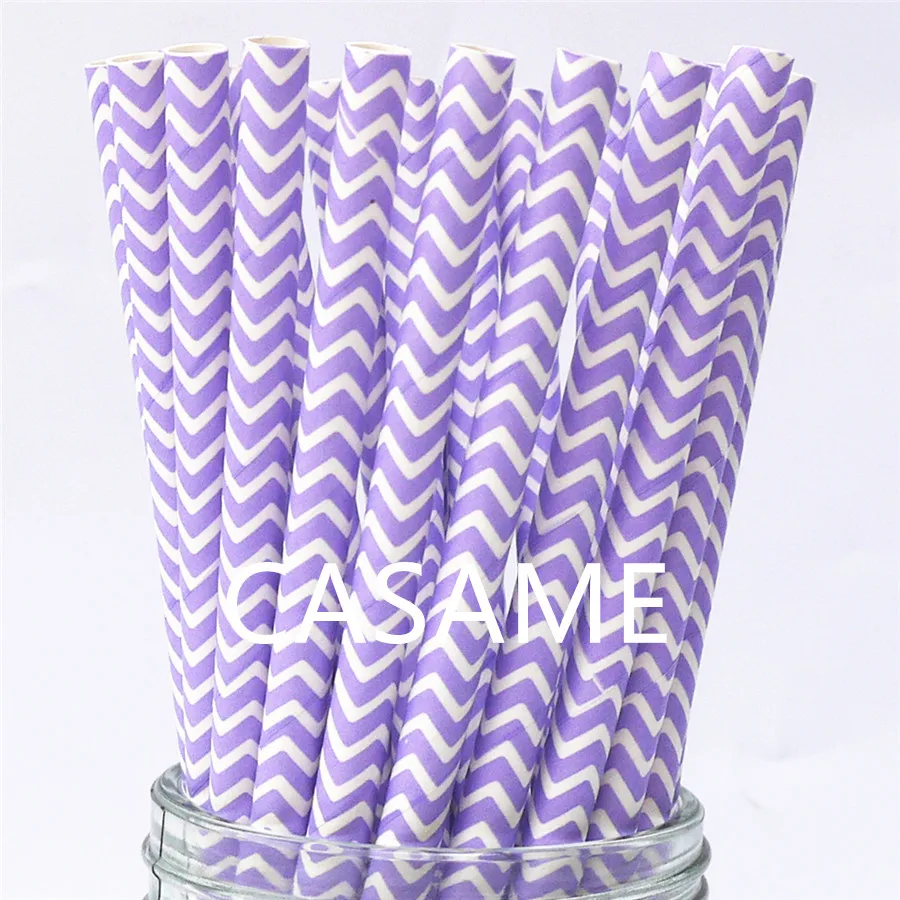purple chevron 25 шт бумажные соломенные полосы вечерние красочное питье бумажные соломинки Свадебные украшения день рождения помолвки предметы для вечеринки, сувениры - Цвет: purple chevron