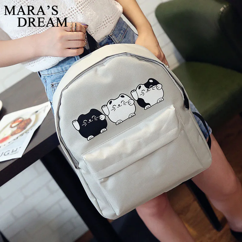 Mara's Dream Cat Печать Рюкзак женский парусиновый мультфильм плечевая сумка