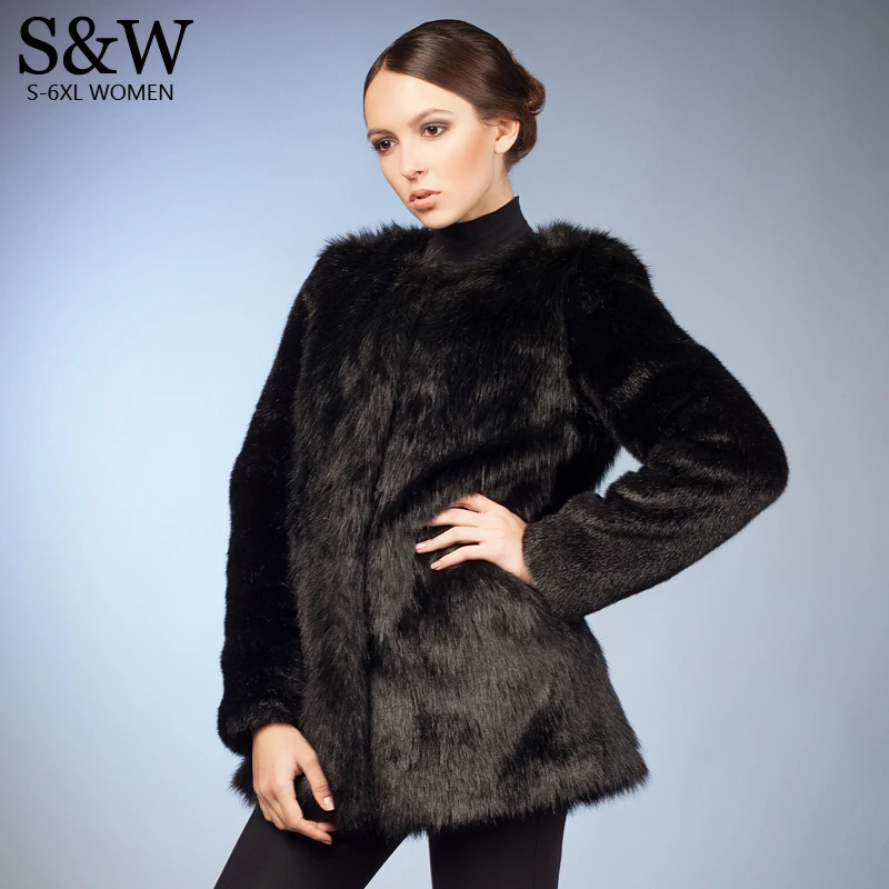 

Winter Faux Fur Coat Women Faux Fur Jacket Plush Cheap Overcoat Plus Size S-5XL Rabbit Fur Coats