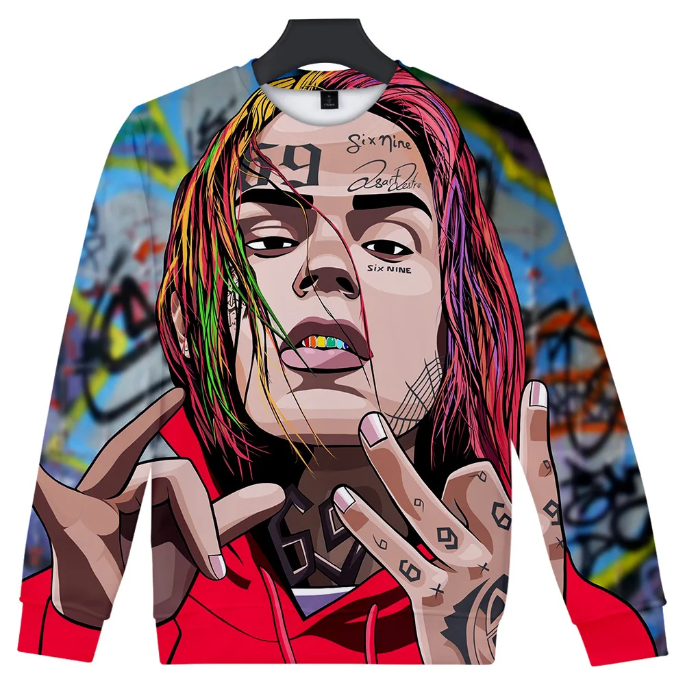 6IX9INE TEKASHI 69 толстовка с 3D принтом и круглым вырезом для женщин мужчин Повседневный