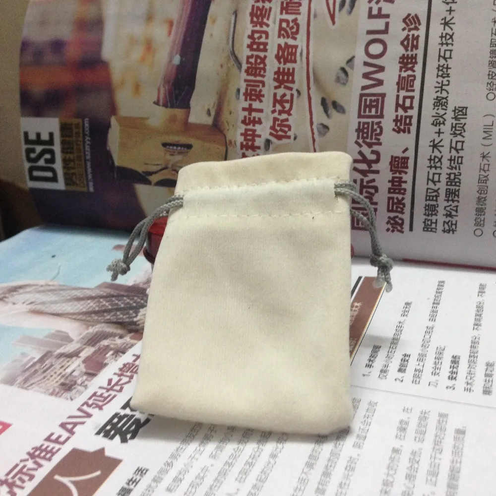 

SPECIAL SALE(20pcs/lot)6*8cm beige velvet jewelry bag for gift bag drawstring pouch for jewelry gift ring earing watch pouch 9