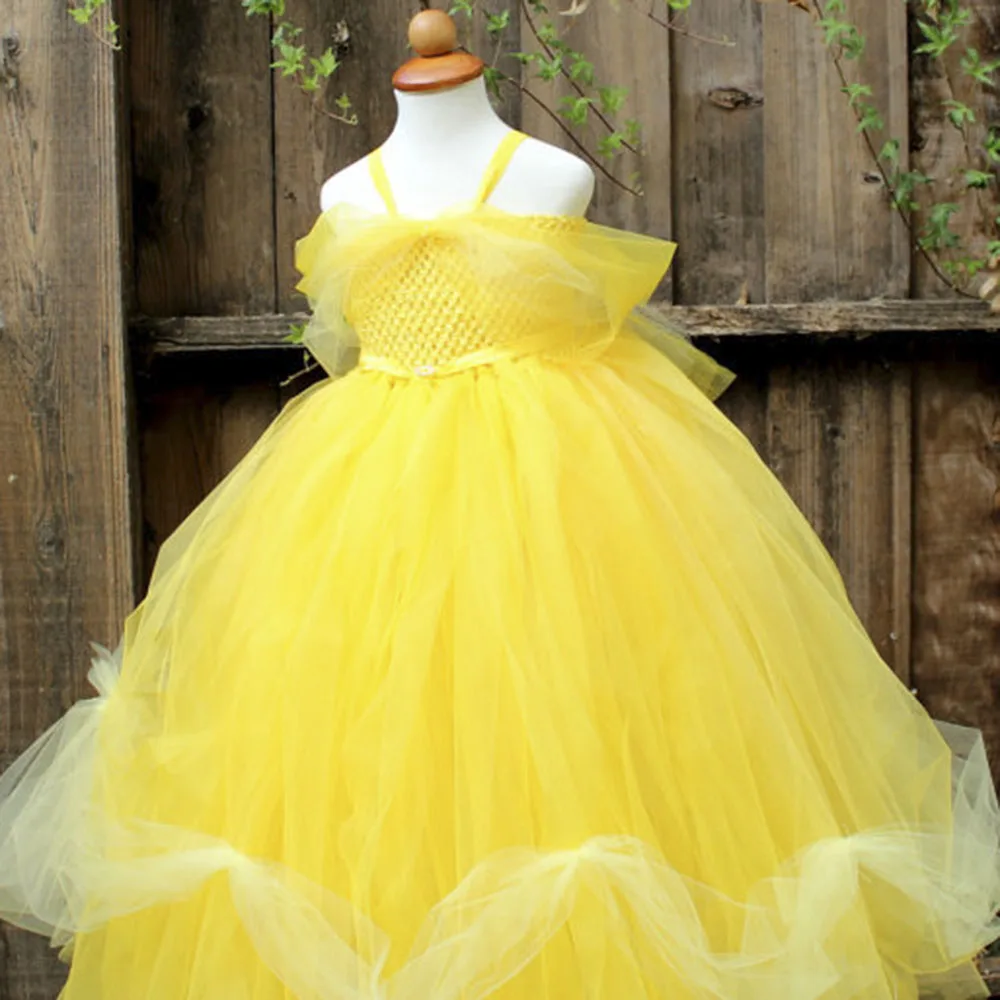 

Cosplay Princess Belle Girls Tutu Dress For Halloween Beauty And The Beast Drama Costume Girls Ball Gown Dresses For Photo props