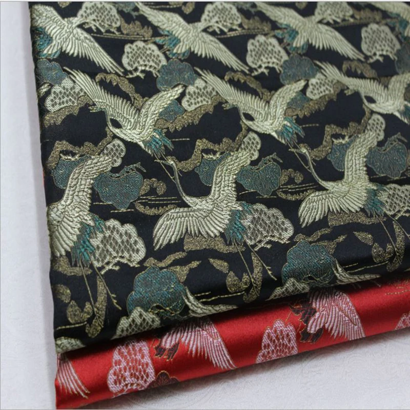 HLQON 75cm width brocade yarn dyed crane fabric for patchwork felt tissue telas cheongsam dress children cloth coat bed sheet | Дом и сад