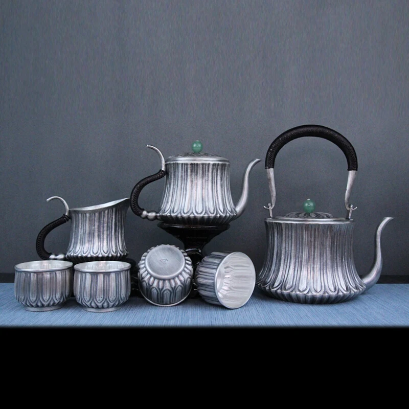Чистое серебро изысканны teteapot чайники чайная чашка китайский чайный набор