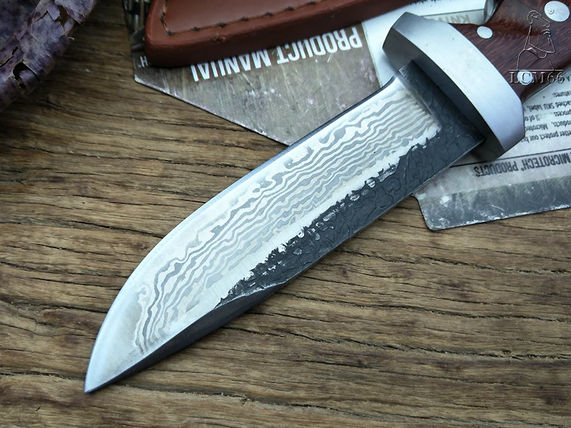 LCM66 кованый Открытый нож охотничий нож тактические фиксированные ножи, стальная головка+ твердая деревянная ручка, походный спасательный портативный нож острый