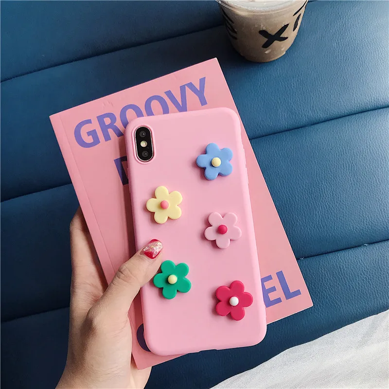 Силиконовый чехол ярких цветов с объемным цветком для Samsung Galaxy S10 5G S10E S9 S8 plus S6 S7 edge