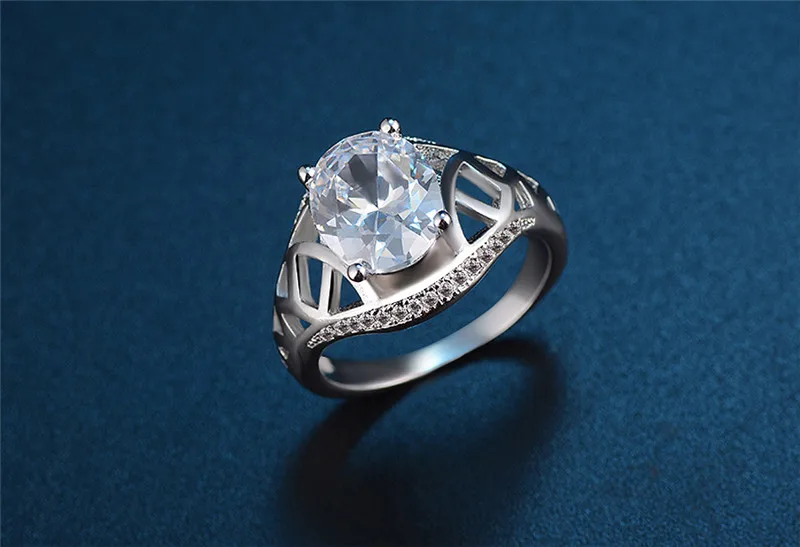 Популярные AAA Кубический Циркон Женщины Большой Mesh Обручальные Кольца Platinum