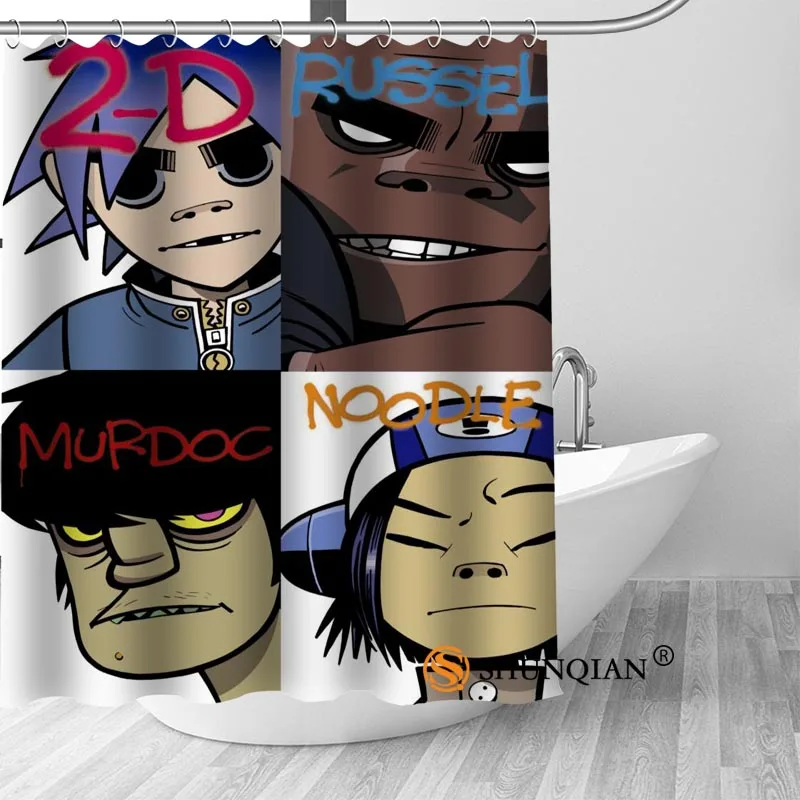 Пользовательские Gorillaz горячая Распродажа полиэстер ткань печати Душ Шторы 12