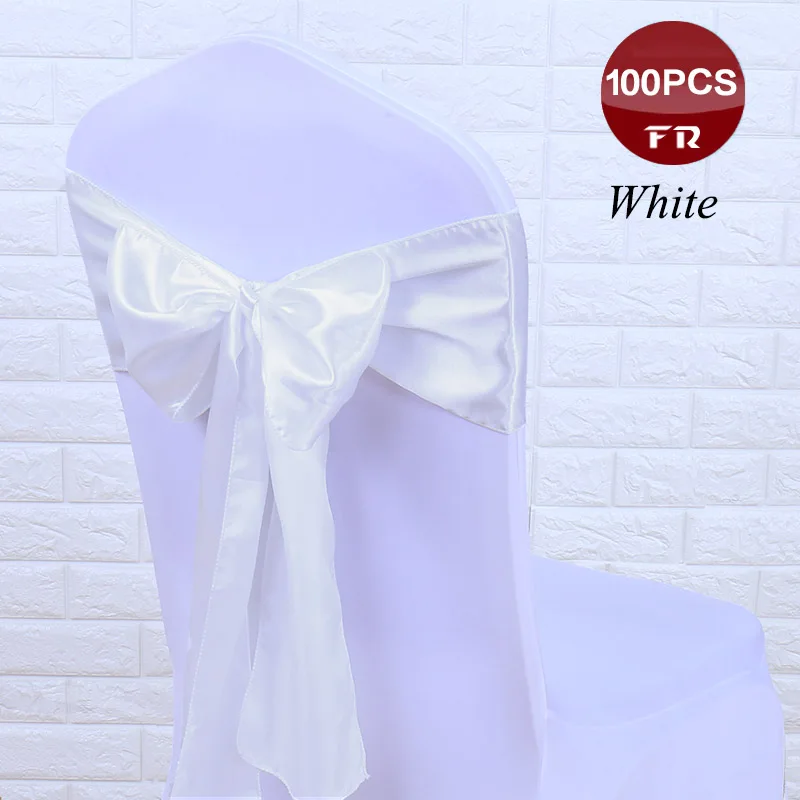 Бесплатная доставка Упаковка из 100 атласная лента на стул Галстуки Для Свадьба