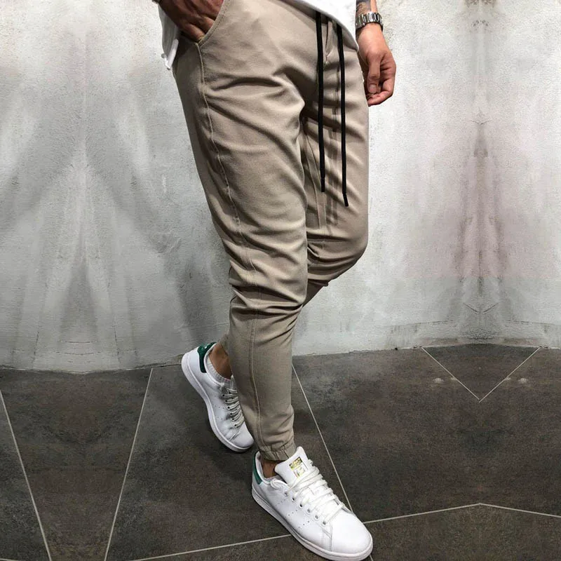 Тощий шнурок Для мужчин Уличная Брюки лосины и пояс Jogger брюки лодыжки