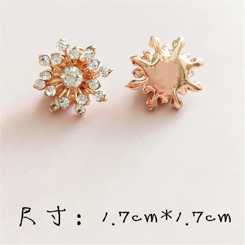 50PCS 17mm Gold/silver color  Imitation Pearl Crystal Flower charm for DIY Wedding Jewelry Pendant Jewelry Accessory Findings