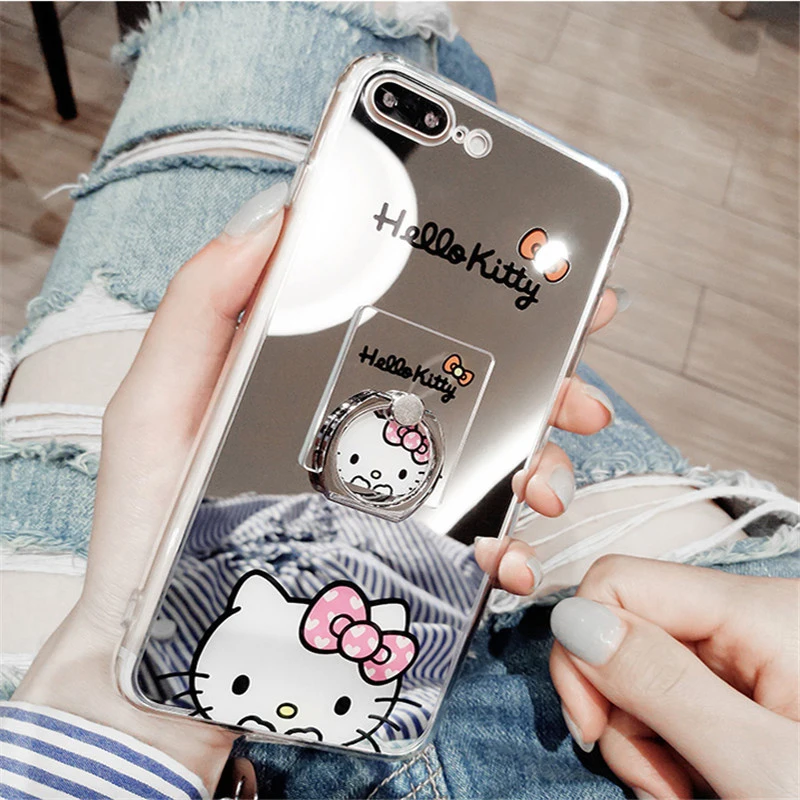 Konсерый Модный милый мультяшный Кот зеркальный Телефон чехол для iPhone 6 6s 7 8 Plus 5 SE 5s X XS MAX XR Силиконовые чехлы ТПУ задняя крышка