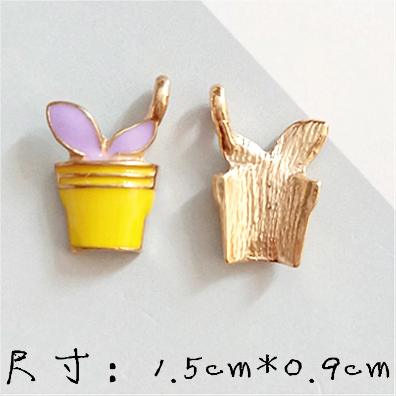 10pcs 15*9mm Enamel colored bonsai potted plant charms alloy accessories DIY handmade hairdressing bracelet pendant materials | Украшения и