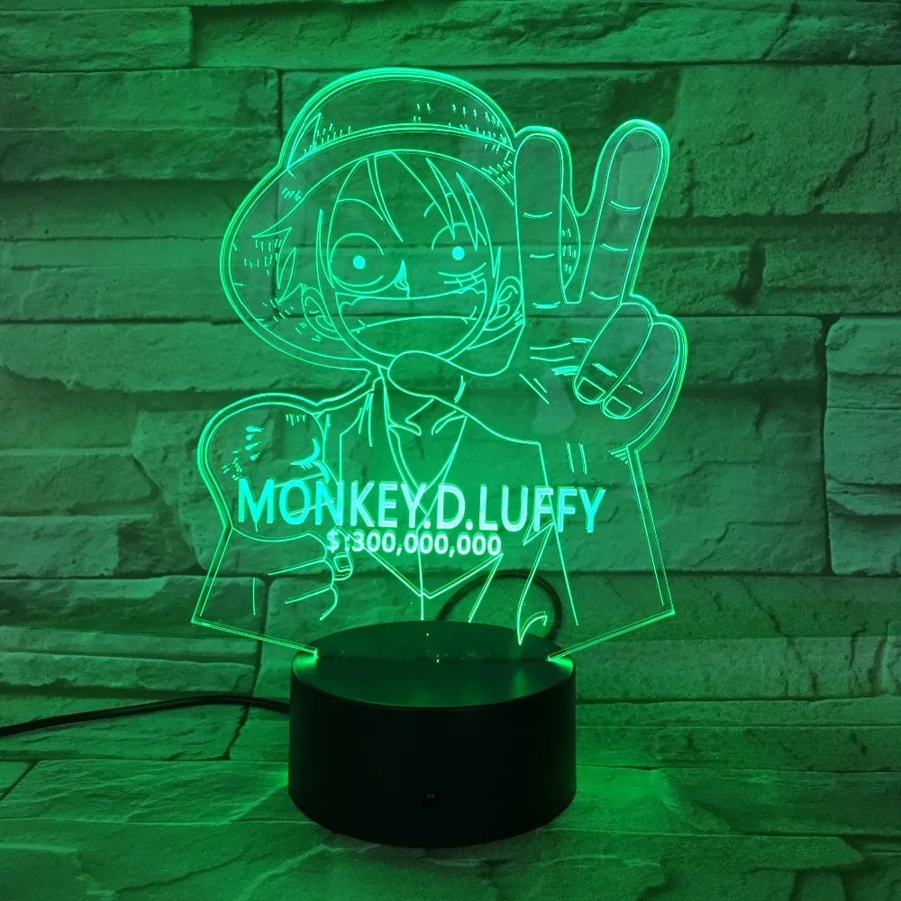 

3D LED Luffy Night Light 7 Colors Changing Creative One Piece Desk Lamp Bedroom Atmosphere Anime Decor Light Kids Gifts GX-732