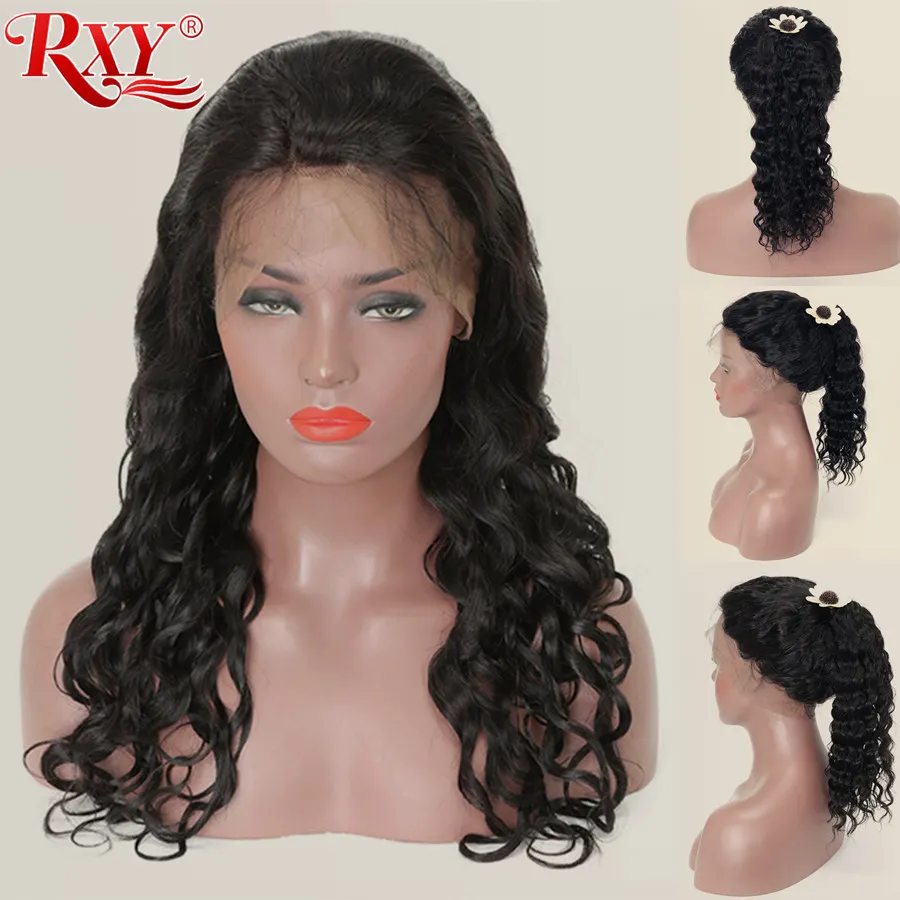 RXY Water Wave Wig 360 Lace Frontal Pre Plucked With Baby Hair Brazilian Front Human For Black Women Remy | Шиньоны и парики