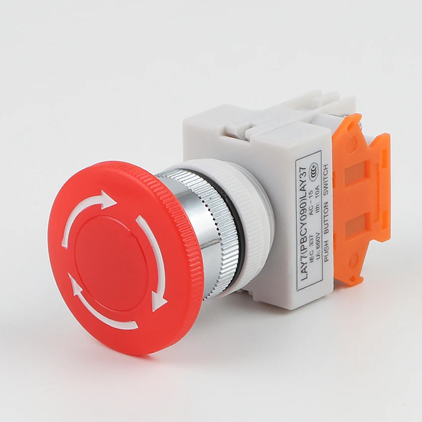 1pc 22mm Emergency Stop Latching Push Button Switch 10A Mushroom Cap 1 Normally Closed Open | Обустройство дома