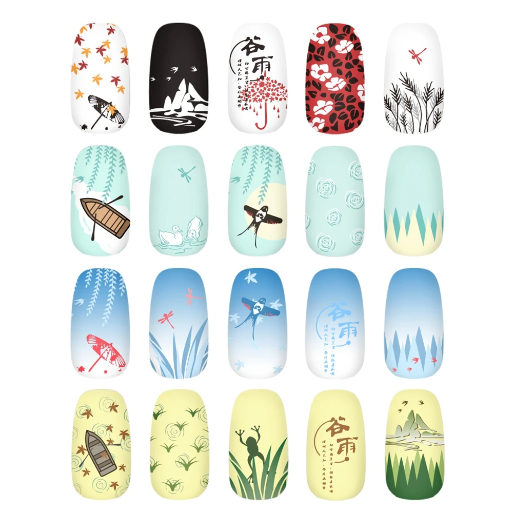 Китайская пластина для стемпинга ногтей KADS 018 Весенняя сцена дизайн изображения