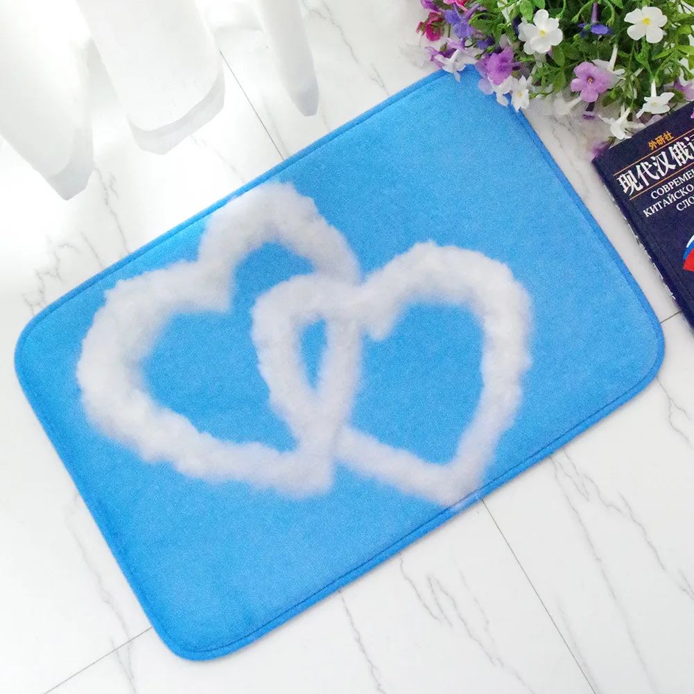 Zeegle Blue Doormat Outdoor Rugs Clouds Printed Bath Mats Flannel Bathroom Carpet Anti-slip Kitchen Area Rug Bedroom Floor Mat | Дом и сад