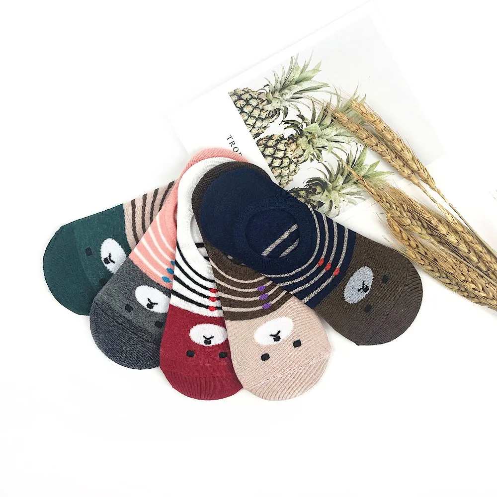 Милые женские носки-башмачки с изображением собаки из мультфильма цветные