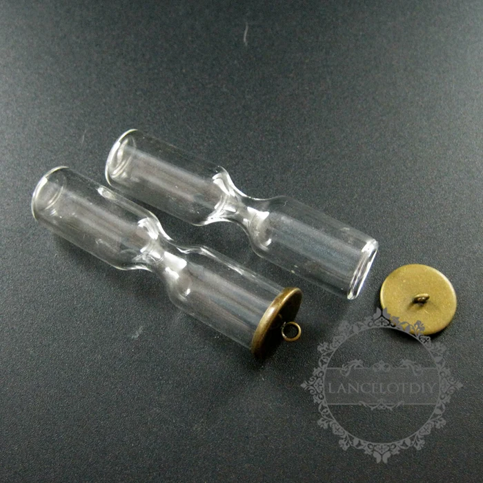 

12x50mm sandglass bottle 8mm mouth bronze bail hourglass timer perfume vial pendant wish charm DIY supplies 1800216