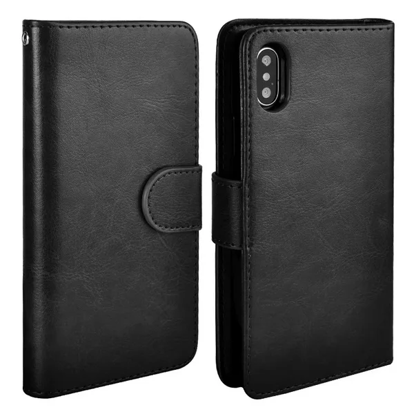 black LANCASE для iPhone XS X чехол из искусственной кожи кошелек 2 в 1 Магнитный ТПУ чехол С Откидывающейся Крышкой для iPhone XS MAX XR чехол с подставкой и карманами для карт - Цвет: black