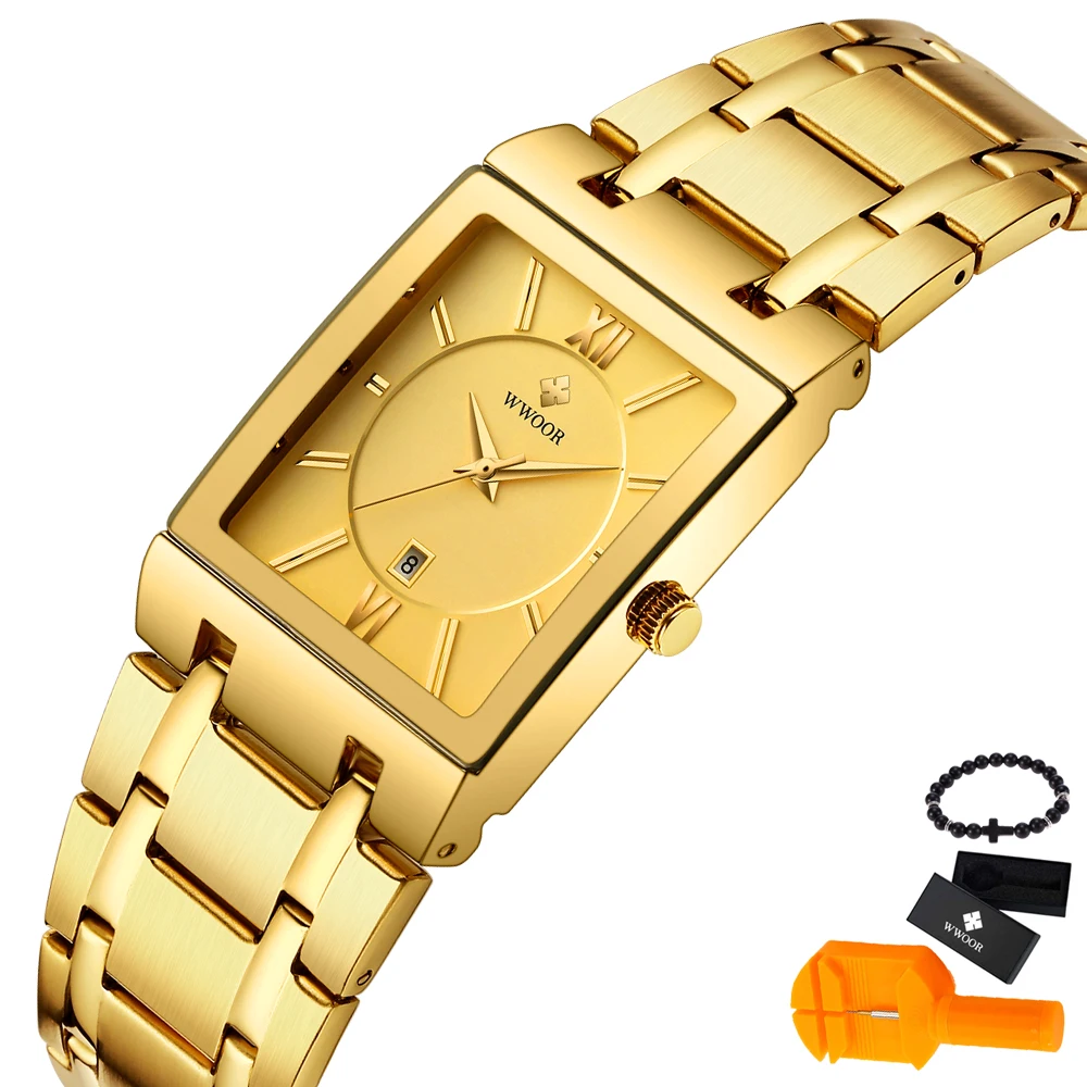 

Мужские часы WWOOR Relogio Masculino Relojes 2019, золотые мужские часы, роскошные спортивные кварцевые часы ведущей марки, деловые водонепроницаемые наруч...