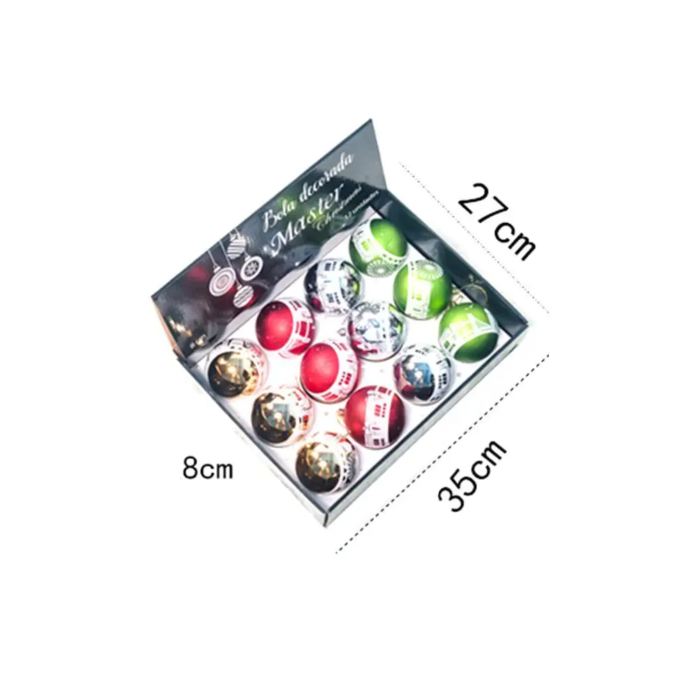 

12PCS 8CM Creative Christmas Ball Hanging Ornament Print Christmas Tree Pendant Christmas Decoration Supplies