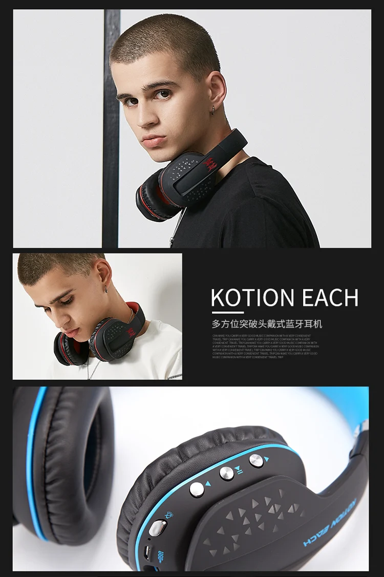 KOTION каждый Bluetooth наушники складной беспроводной глубокий бас стерео PS4 игровая гарнитура с микрофоном Led наушники громкой связи для телефона