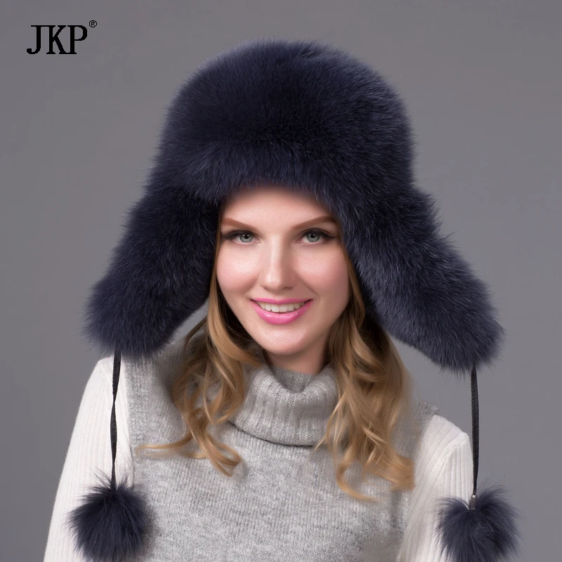 winter fur hat natural fox autumn and female bomber | Аксессуары для одежды