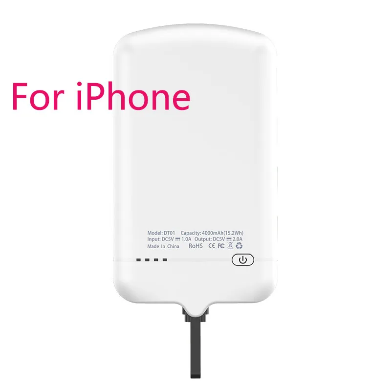 for iphone white Для iPhone 6 7 8 Plus X 4000 мАч внешний чехол-батарея для телефона Мощность банка для samsung S8 S9 huawei LG Xiaomi батарея Charging Cover - Цвет: for iphone white